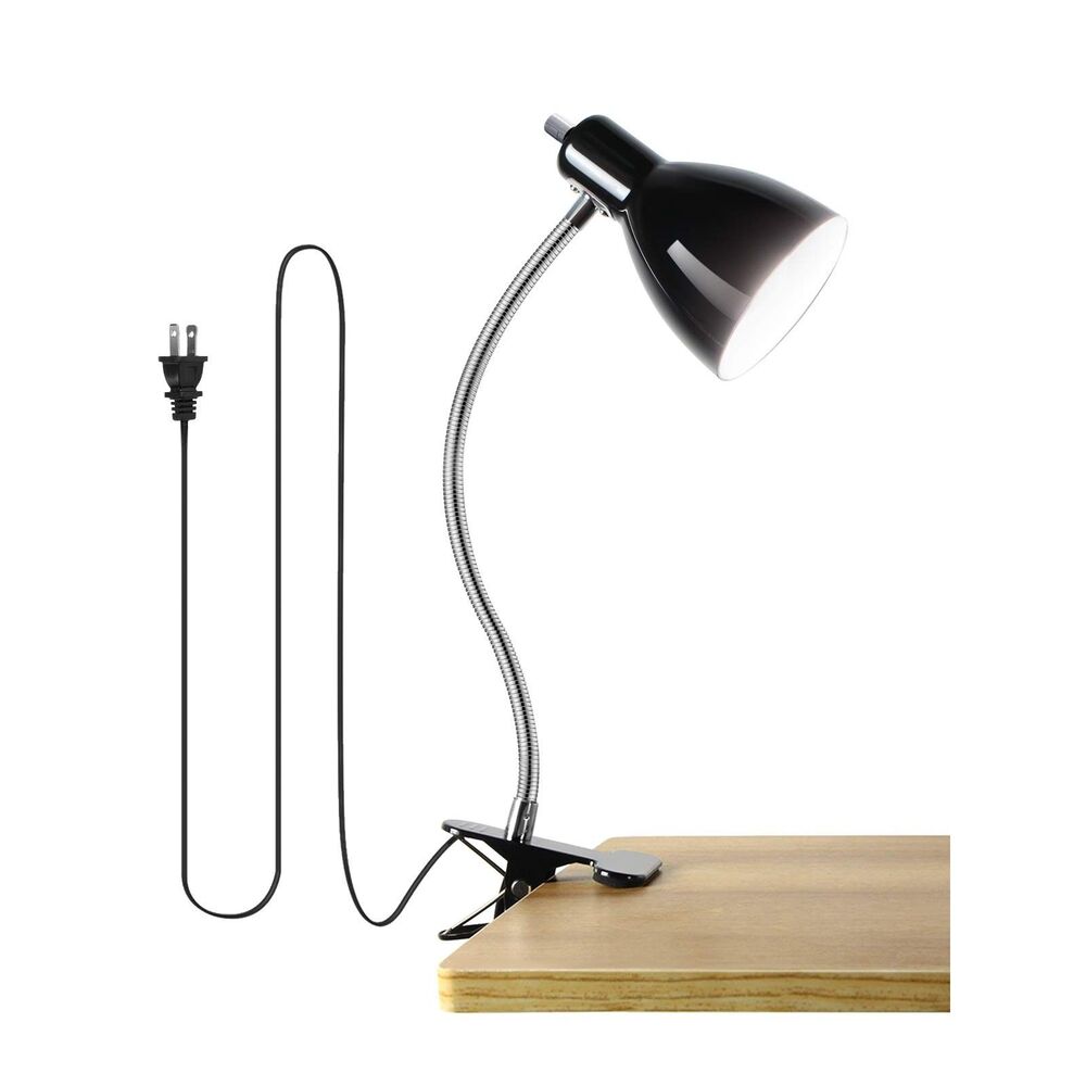 Desk lamp 360°Rotation Gooseneck Clip on Lamp Reading Light (Black)